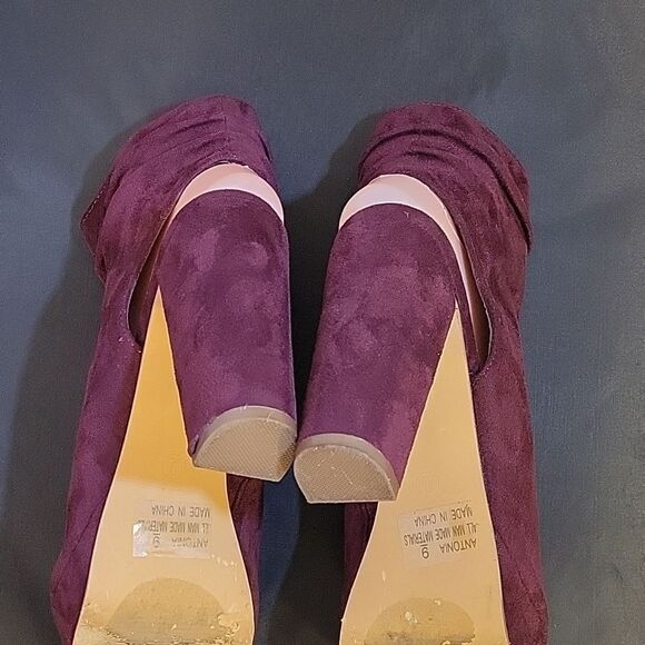 CHARLOTTE RUSSE SUEDE PEEP TOE ANKLE CUTOUT BLOCK HEEL SLOUCH PLASFORM BOOTIE - Picture 14 of 16